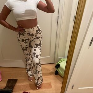 Cow print high waisted jeans